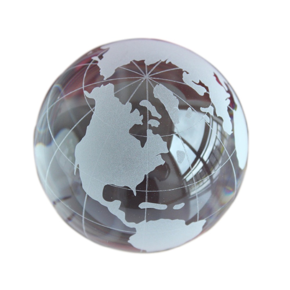 Office Furniture World - ลูกโลกคริสตัลคลาสสิก แผนที่โลกแบบโบราณ ของตกแต่งตามหลักฮวงจุ้ย ของตกแต่งบ้านและสำนักงาน ของขวัญงานฝีมือ โมเดลโลกจำลองทำจากแก้ว