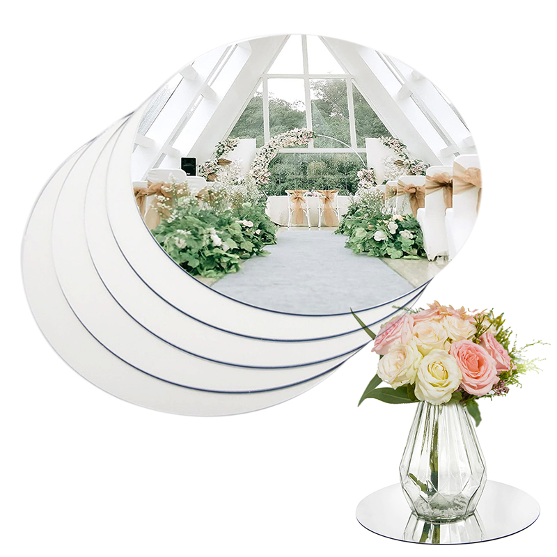 Conference Table Round - ถาดแก้วกระจกทรงกลม20ซม. กระจกอะคริลิคถาดถ่ายภาพพื้นหลังงานแต่งงานของตกแต่งจานเทียนวางกลางโต๊ะ
