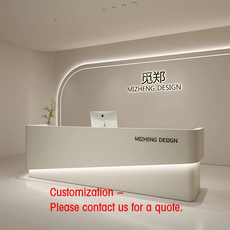 Reception Desk Counter - เคาน์เตอร์ต้อนรับแบบเรียบง่ายทันสมัย ทำจาก MDF สำหรับแผนกต้อนรับโรงแรม โรงเรียนอนุบาล ร้านเสริมสวย