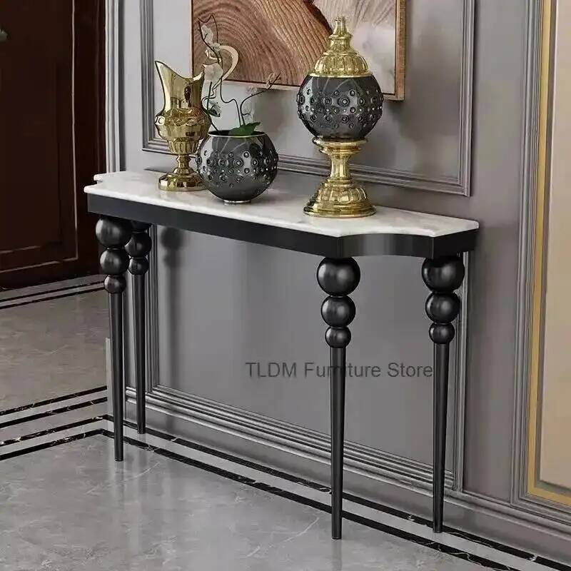 Office Furniture Luxury - โต๊ะคอนโซลห้องนั่งเล่นสไตล์คลาสสิก โต๊ะทำงานทรงแคบดีไซน์ทันสมัยสีทอง โต๊ะโลหะวินเทจสำหรับห้องนั่งเล่น เฟอร์นิเจอร์หรูหรา