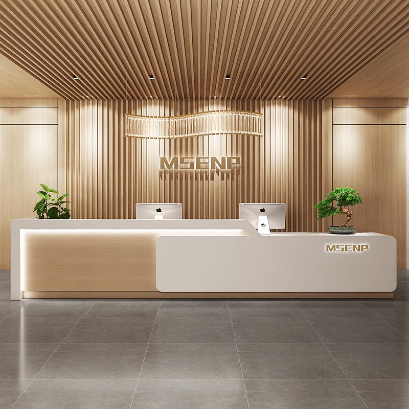 Reception Desk Counter - เคาน์เตอร์คิดเงินทันสมัยระดับไฮเอนด์ สไตล์จีน สำหรับบริษัท โรงแรม ล็อบบี้ เคาน์เตอร์คิดเงิน