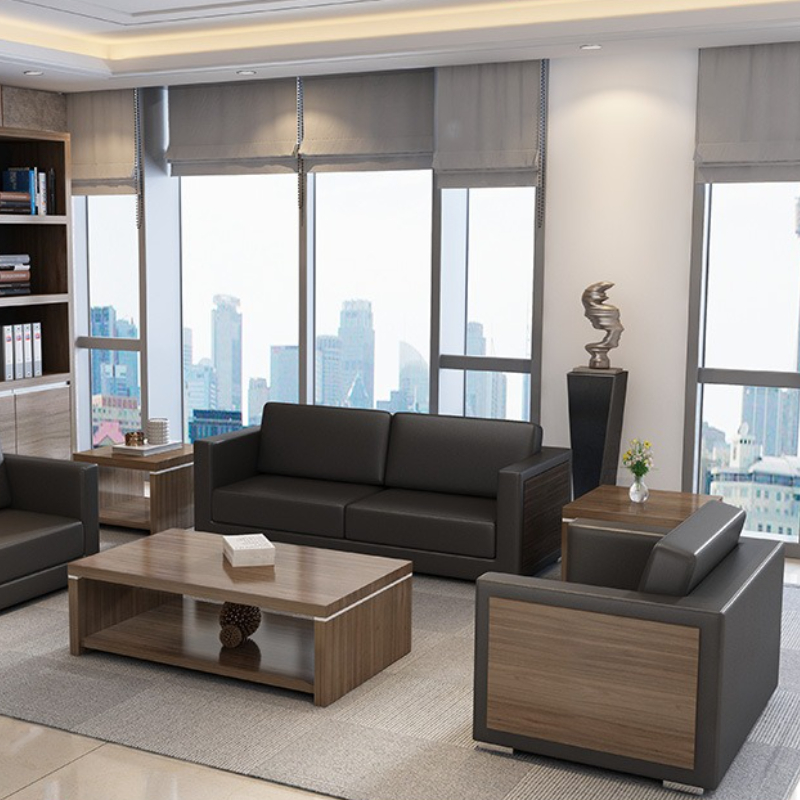 Office Furniture Luxury - โซฟาสำนักงานหนังวัวแท้ ดีไซน์ไม้ สวยงาม หรูหรา เรียบง่าย ทันสมัย