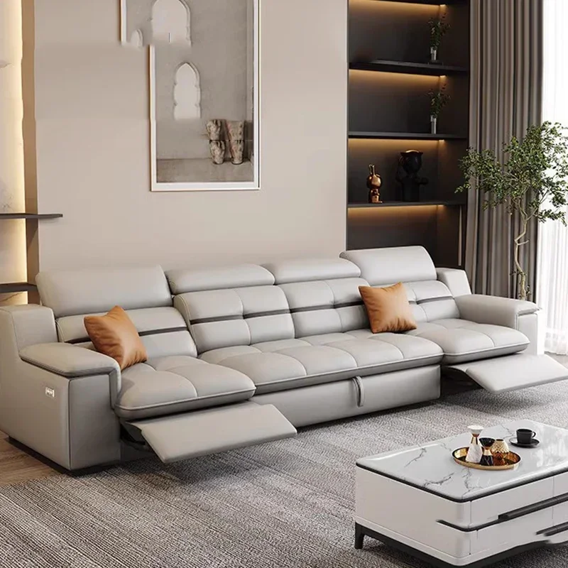Office Furniture Luxury - โซฟาห้องนั่งเล่นสีน้ำตาลสไตล์โพสต์โมเดิร์น เก้าอี้พักผ่อนสำนักงาน โซฟาไฟฟ้าปรับนอนได้ โซฟาหรูหราสไตล์นอร์ดิก เฟอร์นิเจอร์ดีไซน์เฉพาะตัว