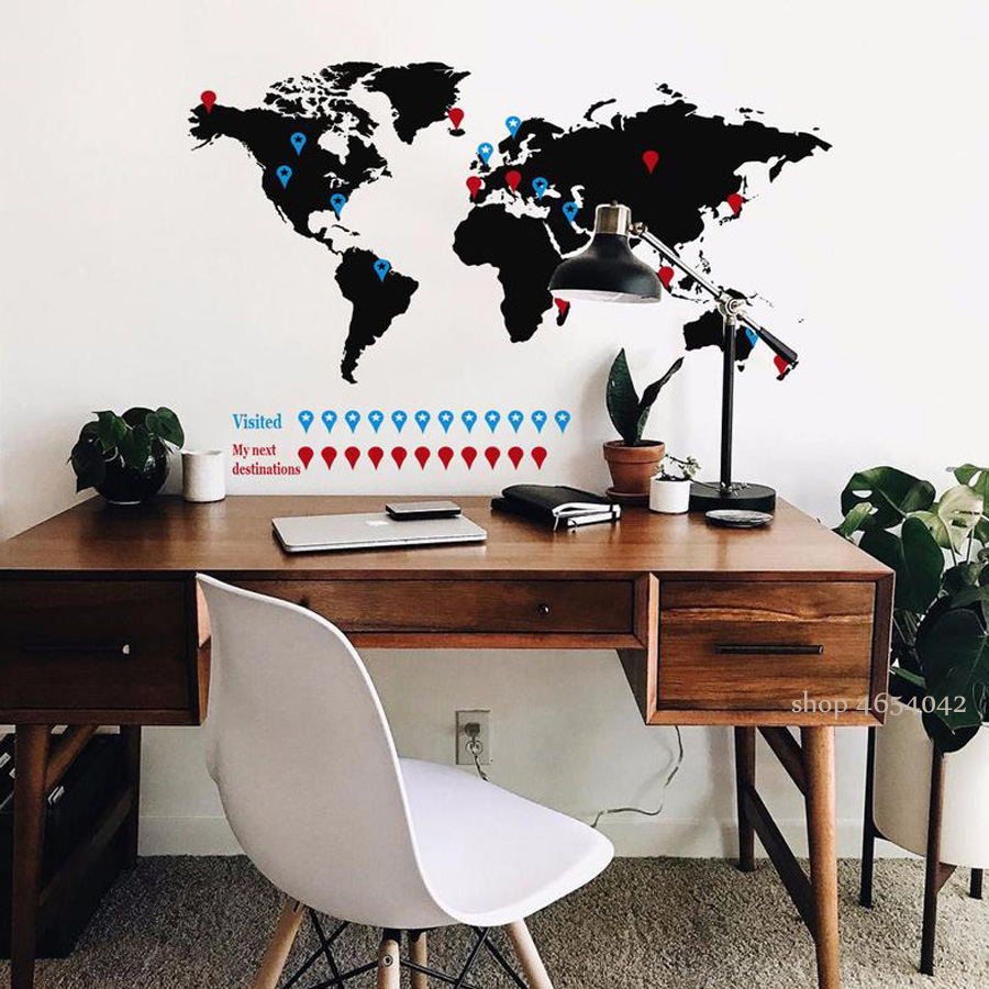 ขนาดใหญ่Worldแผนที่สติ๊กเกอร์ต - Office Furniture World บทวิจารณ์และราคา