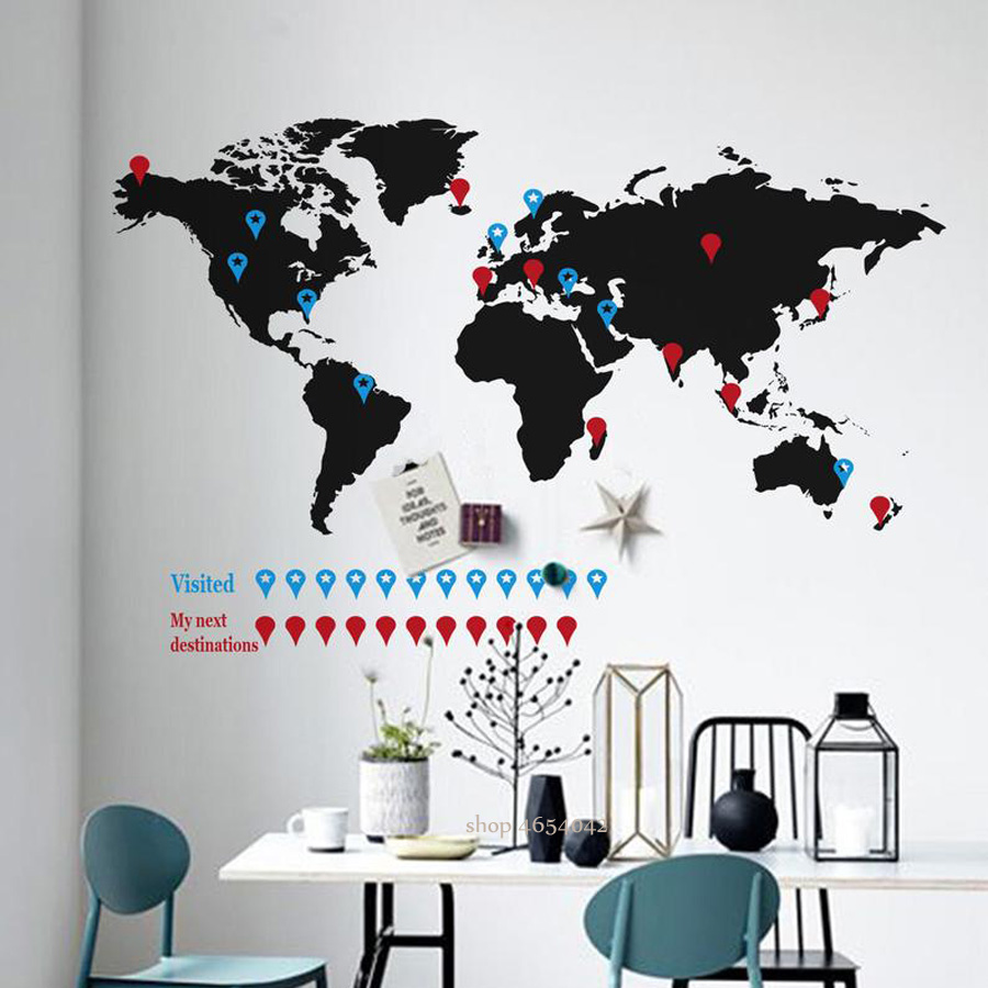 ขนาดใหญ่Worldแผนที่สติ๊กเกอร์ต - Office Furniture World บทวิจารณ์และราคา