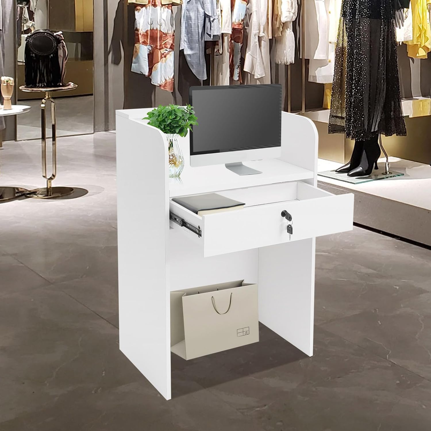 โต๊ะรับรองแขกขนาดเล็กพร้อมไฟ L - Reception Desk Counter บทวิจารณ์และราคา